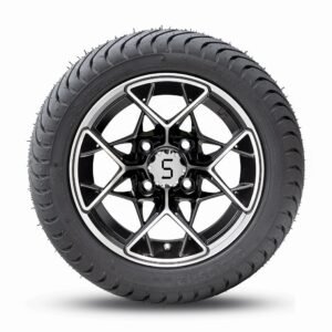imageye___-_imgi_53_Golf-Cart-Machined-Gloss Golf Cart Wheels Matt Black Mud Terrain Tyres 14"
